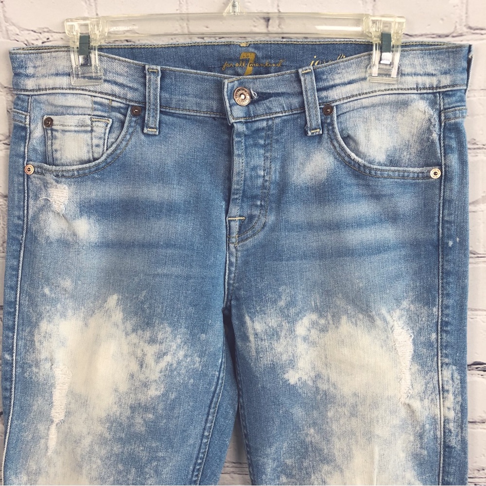 7 For All Mankind Josefina Distressed Skinny Boyfriend Jeans Sz 26 - Picture 6 of 16